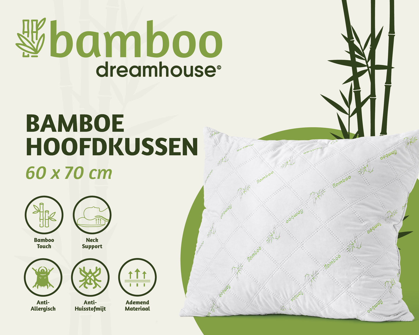 Dreamhouse Bamboe Hoofdkussen 60 x 70