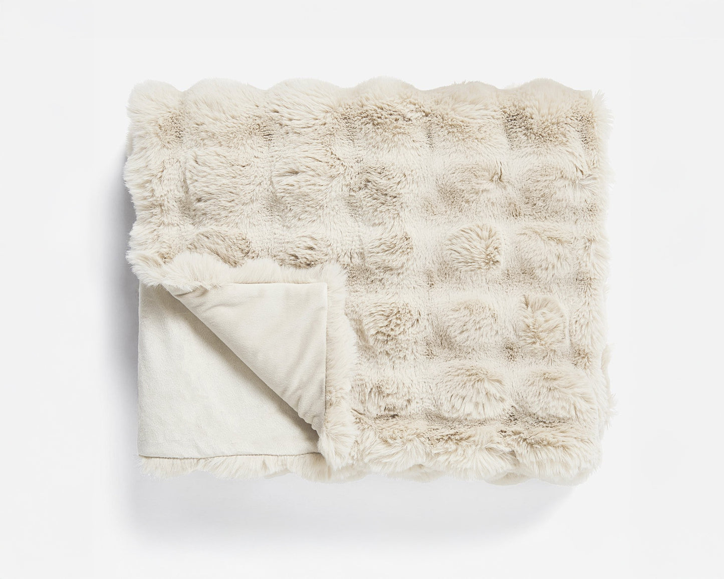 Primaviera Deluxe Pom Rabbit Fur plaid Beige