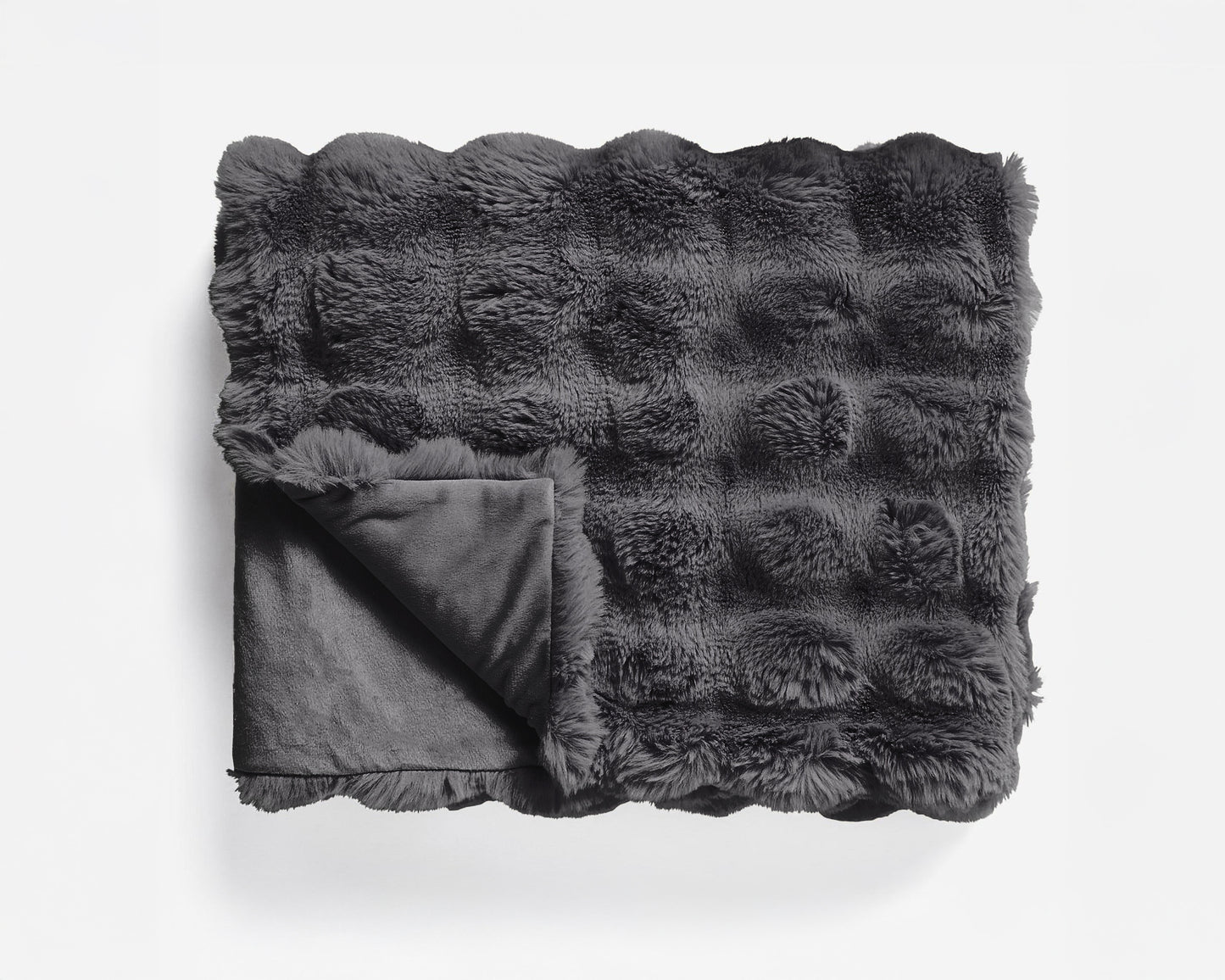 Primaviera Deluxe Pom Rabbit Fur plaid Antraciet