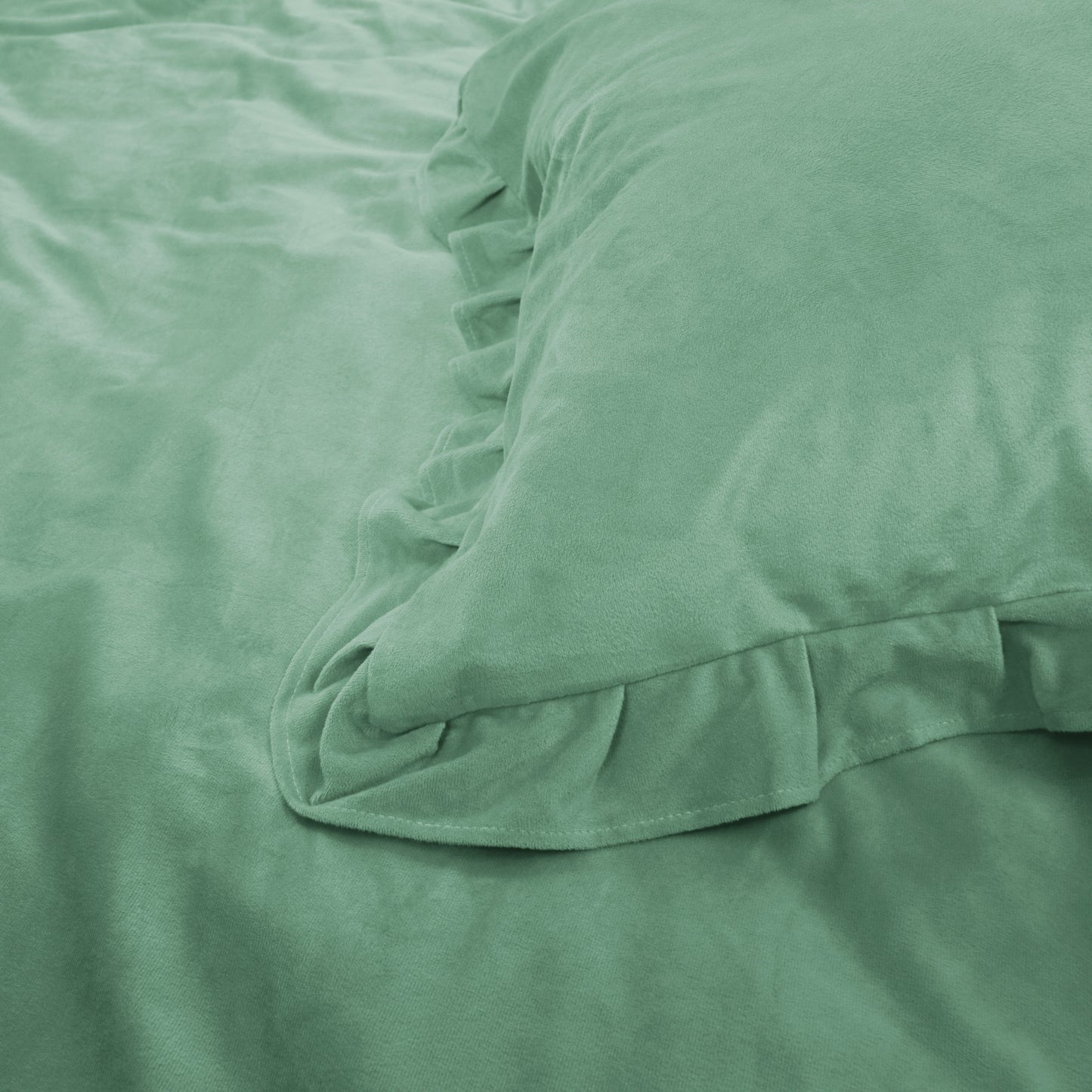 Sleeptime Velvet Ruffles Granite Green