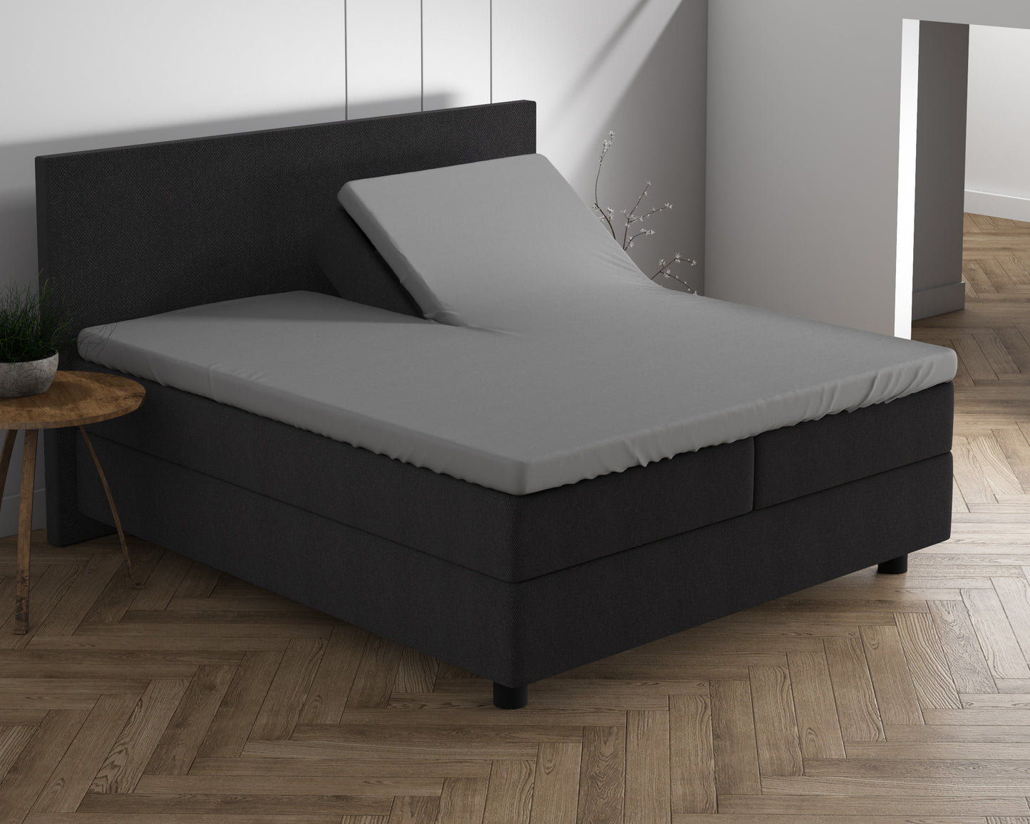 Dreamhouse Dubbel Jersey 220 gr. Splittopper hoeslaken Grijs