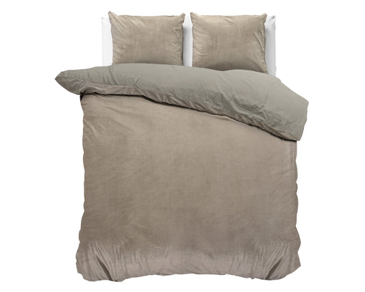 Sleeptime Velvet Uni Dekbedovertrek Taupe/