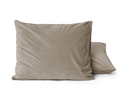 Sleeptime Velvet 2 in 1 kussenslopen Taupe/Grijs