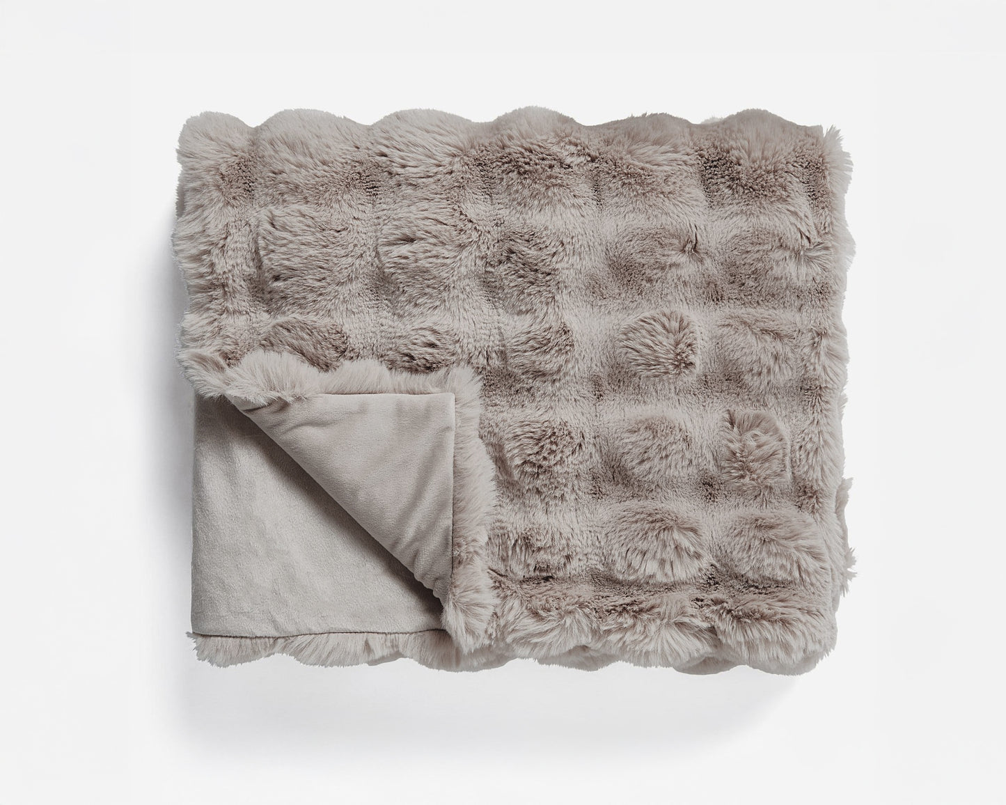 Primaviera Deluxe Pom Rabbit Fur plaid Taupe/Rose