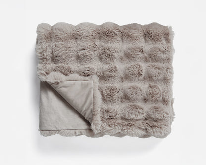 Primaviera Deluxe Pom Rabbit Fur plaid Taupe/Rose