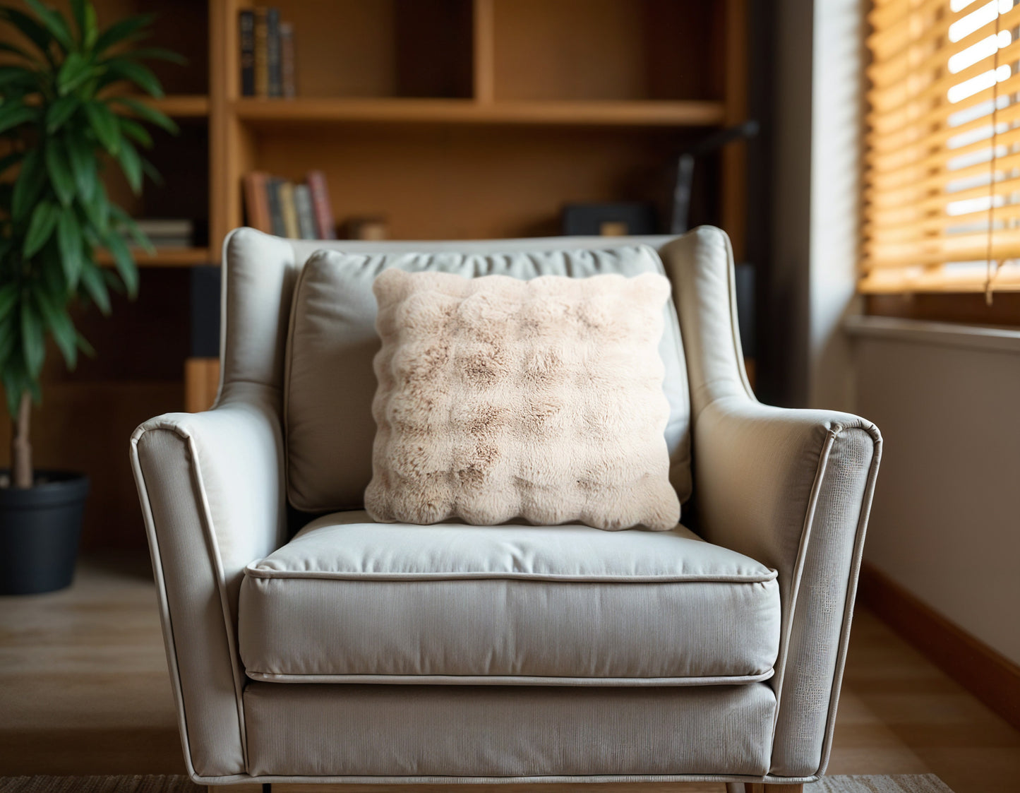 Primaviera Deluxe Pom Rabbit Fur sierkussen Zand