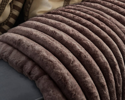 Primaviera Deluxe Rib Rabbit Fur Plaid Taupe/Gijs