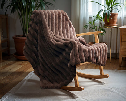 Primaviera Deluxe Rib Rabbit Fur Plaid Taupe/Gijs