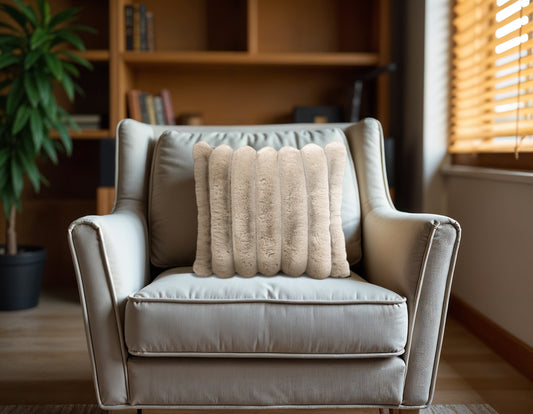 Primaviera Deluxe Rib Rabbit Fur Sierkussen Zand