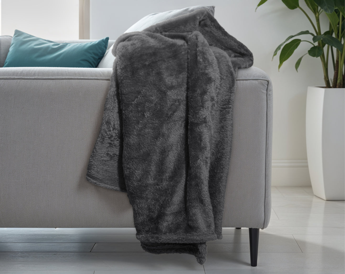 Primaviera Deluxe Teddy plaid Antraciet