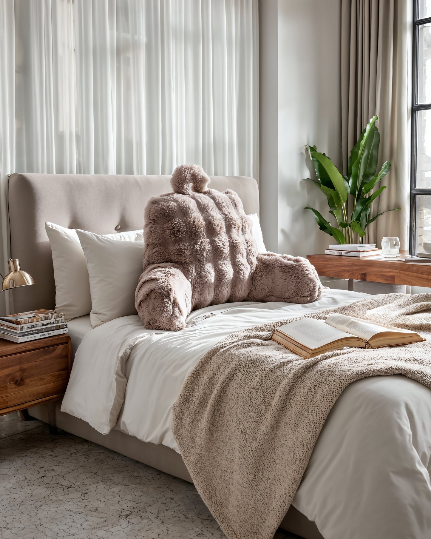 Primaviera Deluxe Bedrest Pompom Taupe